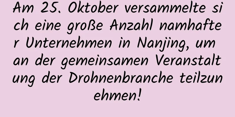 Am 25. Oktober versammelte sich eine große Anzahl namhafter Unternehmen in Nanjing, um an der gemeinsamen Veranstaltung der Drohnenbranche teilzunehmen!
