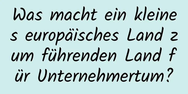 Was macht ein kleines europäisches Land zum führenden Land für Unternehmertum?