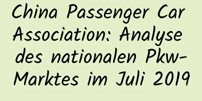 China Passenger Car Association: Analyse des nationalen Pkw-Marktes im Juli 2019