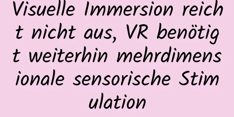 Visuelle Immersion reicht nicht aus, VR benötigt weiterhin mehrdimensionale sensorische Stimulation
