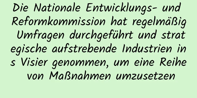 Die Nationale Entwicklungs- und Reformkommission hat regelmäßig Umfragen durchgeführt und strategische aufstrebende Industrien ins Visier genommen, um eine Reihe von Maßnahmen umzusetzen