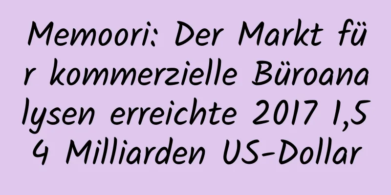 Memoori: Der Markt für kommerzielle Büroanalysen erreichte 2017 1,54 Milliarden US-Dollar