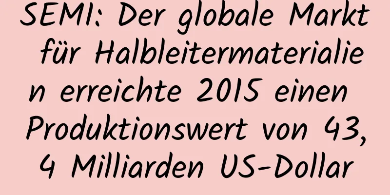 SEMI: Der globale Markt für Halbleitermaterialien erreichte 2015 einen Produktionswert von 43,4 Milliarden US-Dollar