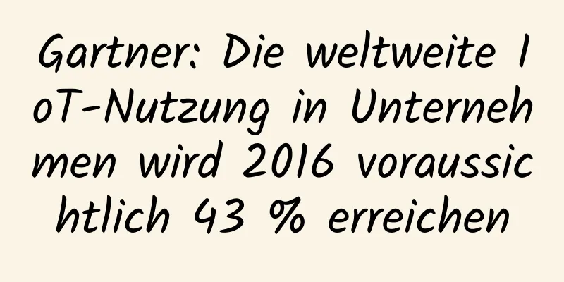 Gartner: Die weltweite IoT-Nutzung in Unternehmen wird 2016 voraussichtlich 43 % erreichen