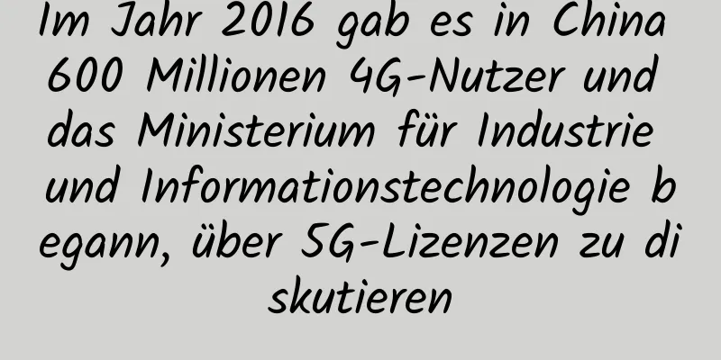Im Jahr 2016 gab es in China 600 Millionen 4G-Nutzer und das Ministerium für Industrie und Informationstechnologie begann, über 5G-Lizenzen zu diskutieren