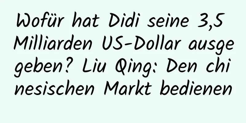 Wofür hat Didi seine 3,5 Milliarden US-Dollar ausgegeben? Liu Qing: Den chinesischen Markt bedienen