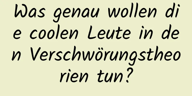 Was genau wollen die coolen Leute in den Verschwörungstheorien tun?