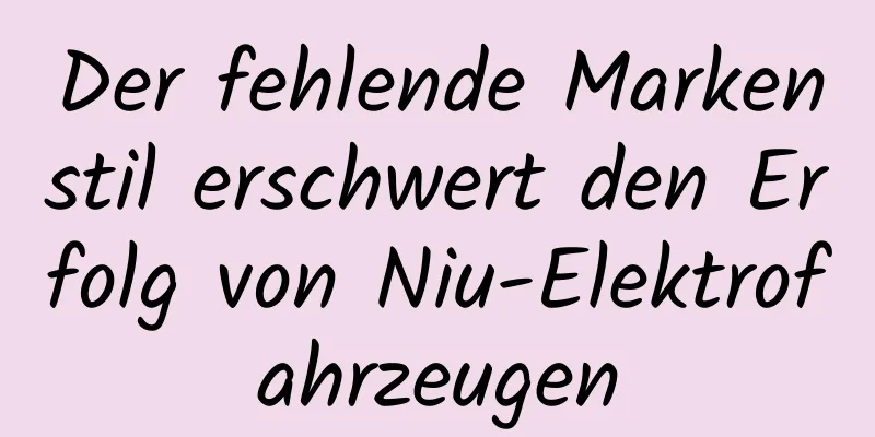 Der fehlende Markenstil erschwert den Erfolg von Niu-Elektrofahrzeugen