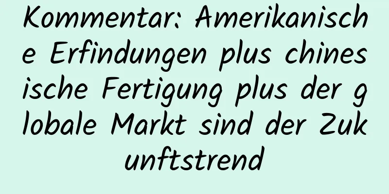 Kommentar: Amerikanische Erfindungen plus chinesische Fertigung plus der globale Markt sind der Zukunftstrend
