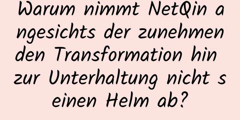 Warum nimmt NetQin angesichts der zunehmenden Transformation hin zur Unterhaltung nicht seinen Helm ab?