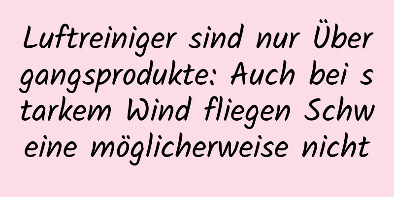 Luftreiniger sind nur Übergangsprodukte: Auch bei starkem Wind fliegen Schweine möglicherweise nicht