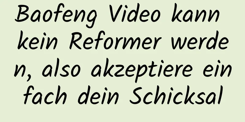 Baofeng Video kann kein Reformer werden, also akzeptiere einfach dein Schicksal