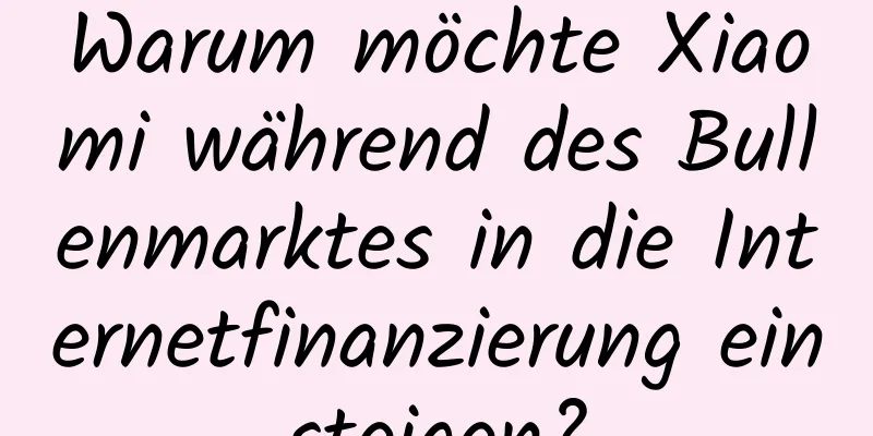 Warum möchte Xiaomi während des Bullenmarktes in die Internetfinanzierung einsteigen?