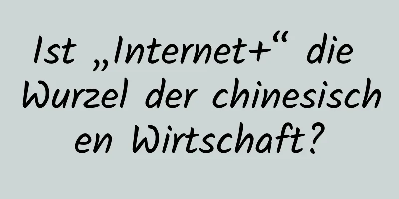 Ist „Internet+“ die Wurzel der chinesischen Wirtschaft?