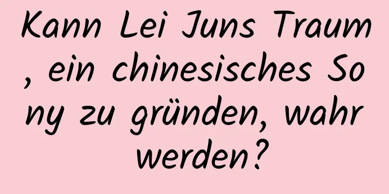 Kann Lei Juns Traum, ein chinesisches Sony zu gründen, wahr werden?