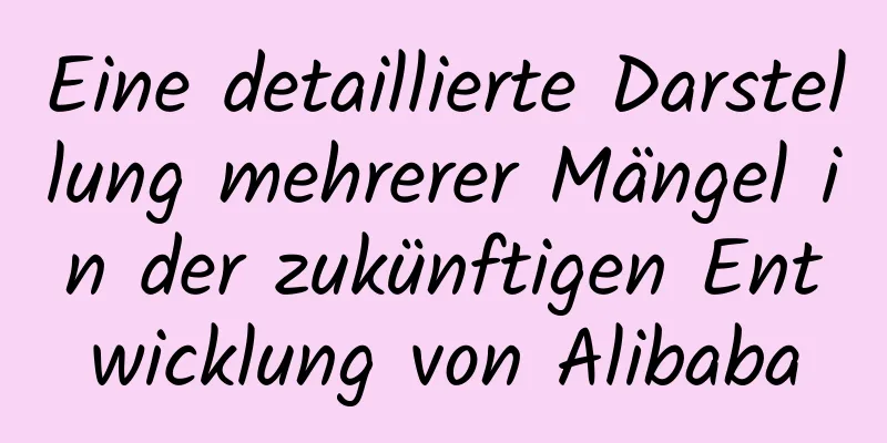 Eine detaillierte Darstellung mehrerer Mängel in der zukünftigen Entwicklung von Alibaba