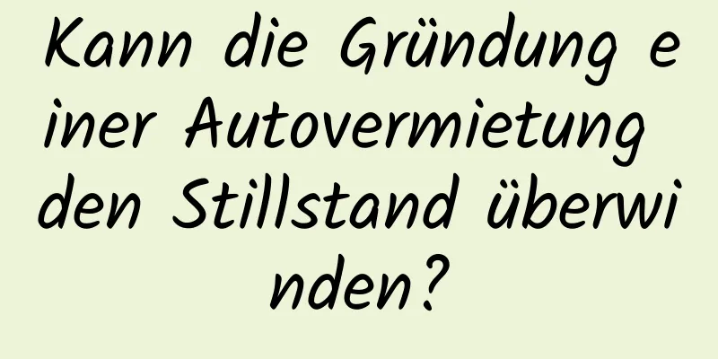 Kann die Gründung einer Autovermietung den Stillstand überwinden?