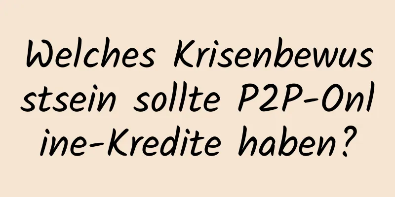 Welches Krisenbewusstsein sollte P2P-Online-Kredite haben?