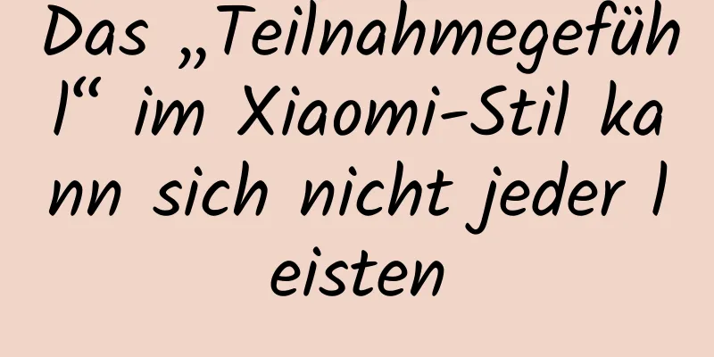 Das „Teilnahmegefühl“ im Xiaomi-Stil kann sich nicht jeder leisten