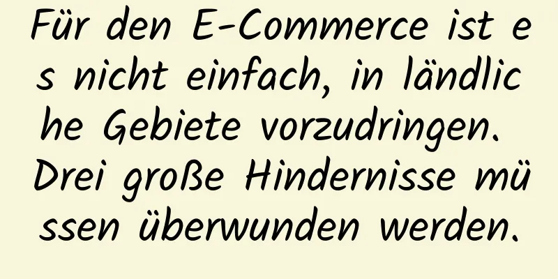 Für den E-Commerce ist es nicht einfach, in ländliche Gebiete vorzudringen. Drei große Hindernisse müssen überwunden werden.