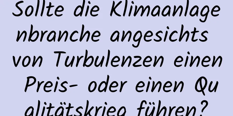 Sollte die Klimaanlagenbranche angesichts von Turbulenzen einen Preis- oder einen Qualitätskrieg führen?