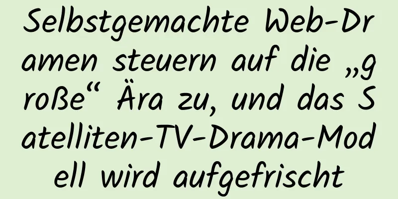 Selbstgemachte Web-Dramen steuern auf die „große“ Ära zu, und das Satelliten-TV-Drama-Modell wird aufgefrischt
