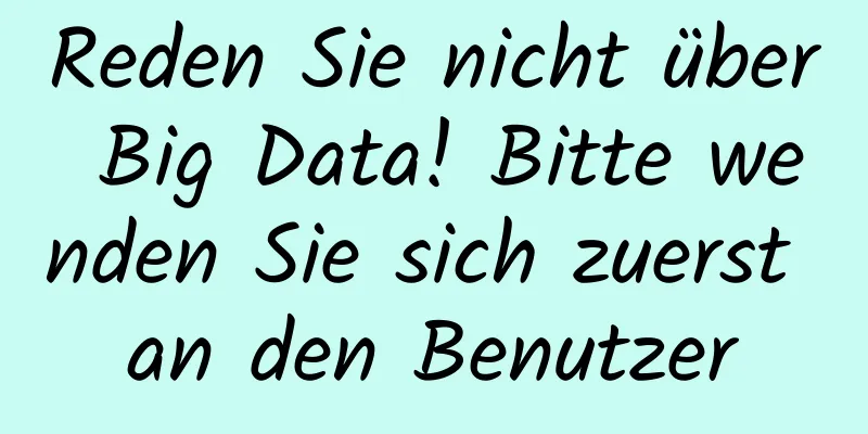 Reden Sie nicht über Big Data! Bitte wenden Sie sich zuerst an den Benutzer