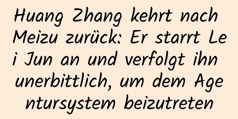 Huang Zhang kehrt nach Meizu zurück: Er starrt Lei Jun an und verfolgt ihn unerbittlich, um dem Agentursystem beizutreten
