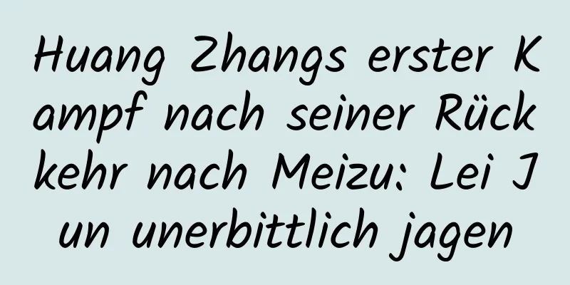 Huang Zhangs erster Kampf nach seiner Rückkehr nach Meizu: Lei Jun unerbittlich jagen