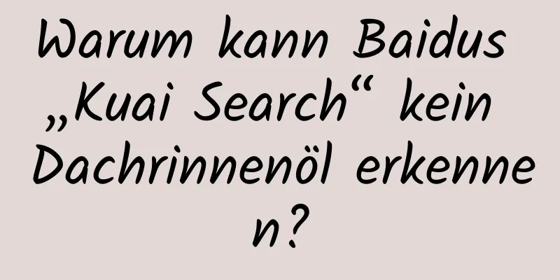 Warum kann Baidus „Kuai Search“ kein Dachrinnenöl erkennen?