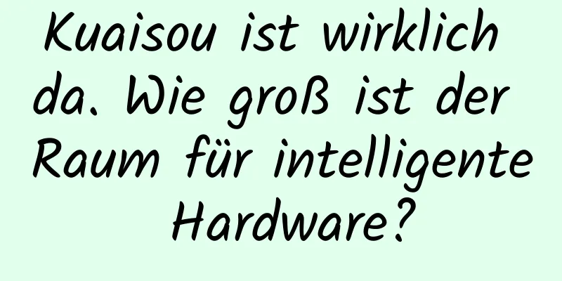 Kuaisou ist wirklich da. Wie groß ist der Raum für intelligente Hardware?