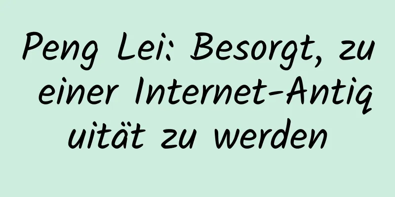 Peng Lei: Besorgt, zu einer Internet-Antiquität zu werden