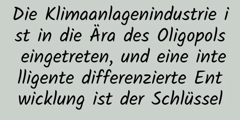 Die Klimaanlagenindustrie ist in die Ära des Oligopols eingetreten, und eine intelligente differenzierte Entwicklung ist der Schlüssel