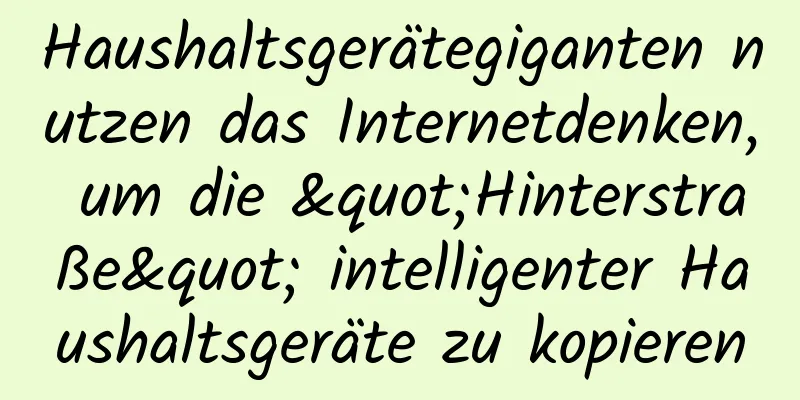 Haushaltsgerätegiganten nutzen das Internetdenken, um die "Hinterstraße" intelligenter Haushaltsgeräte zu kopieren