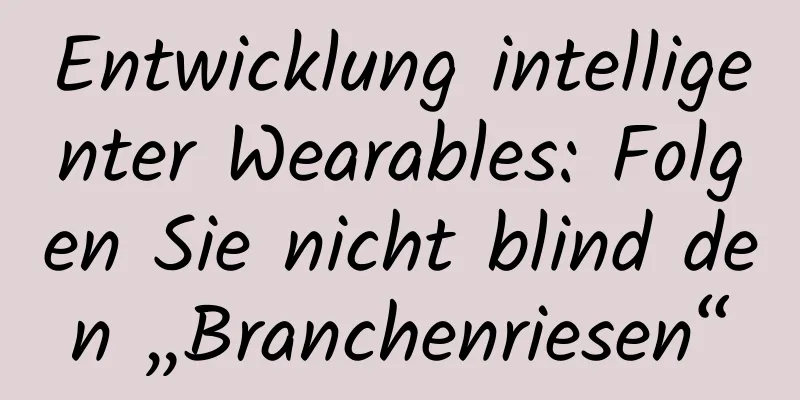 Entwicklung intelligenter Wearables: Folgen Sie nicht blind den „Branchenriesen“