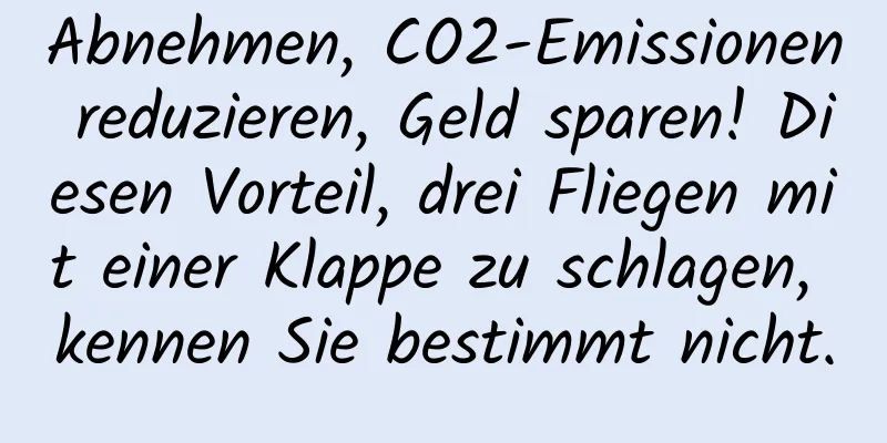 Abnehmen, CO2-Emissionen reduzieren, Geld sparen! Diesen Vorteil, drei Fliegen mit einer Klappe zu schlagen, kennen Sie bestimmt nicht.
