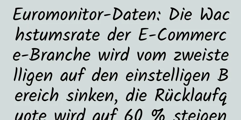 Euromonitor-Daten: Die Wachstumsrate der E-Commerce-Branche wird vom zweistelligen auf den einstelligen Bereich sinken, die Rücklaufquote wird auf 60 % steigen