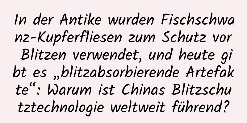 In der Antike wurden Fischschwanz-Kupferfliesen zum Schutz vor Blitzen verwendet, und heute gibt es „blitzabsorbierende Artefakte“: Warum ist Chinas Blitzschutztechnologie weltweit führend?