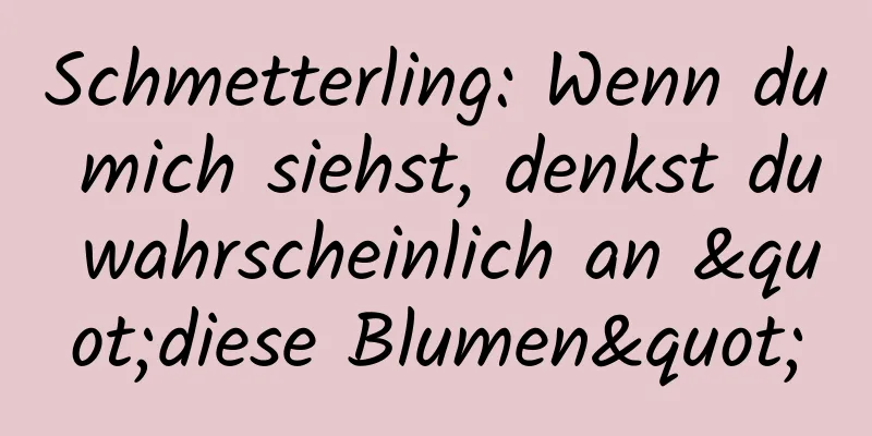 Schmetterling: Wenn du mich siehst, denkst du wahrscheinlich an "diese Blumen"