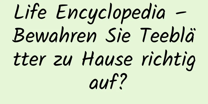 Life Encyclopedia – Bewahren Sie Teeblätter zu Hause richtig auf?