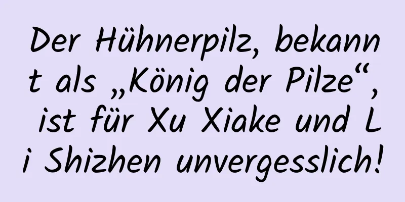 Der Hühnerpilz, bekannt als „König der Pilze“, ist für Xu Xiake und Li Shizhen unvergesslich!