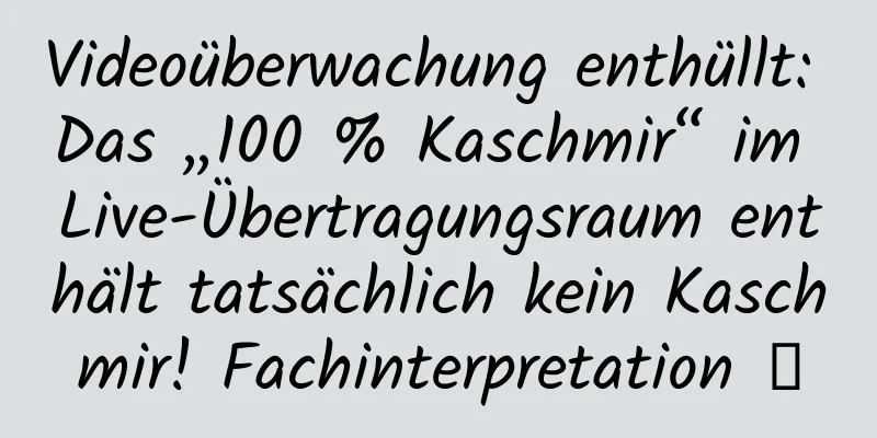Videoüberwachung enthüllt: Das „100 % Kaschmir“ im Live-Übertragungsraum enthält tatsächlich kein Kaschmir! Fachinterpretation →
