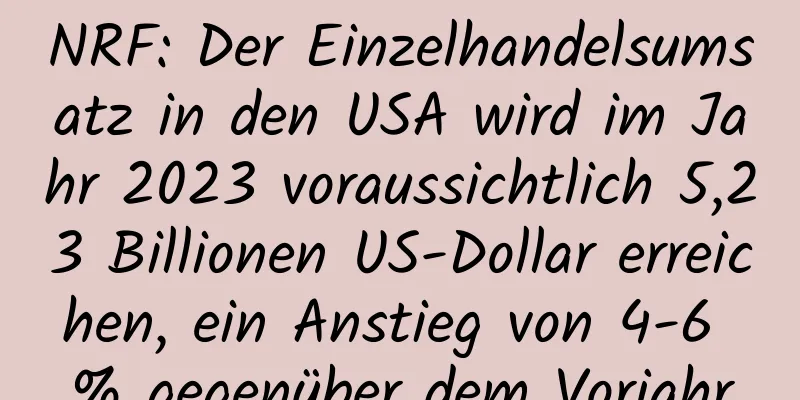 NRF: Der Einzelhandelsumsatz in den USA wird im Jahr 2023 voraussichtlich 5,23 Billionen US-Dollar erreichen, ein Anstieg von 4-6 % gegenüber dem Vorjahr