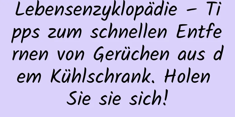Lebensenzyklopädie – Tipps zum schnellen Entfernen von Gerüchen aus dem Kühlschrank. Holen Sie sie sich!