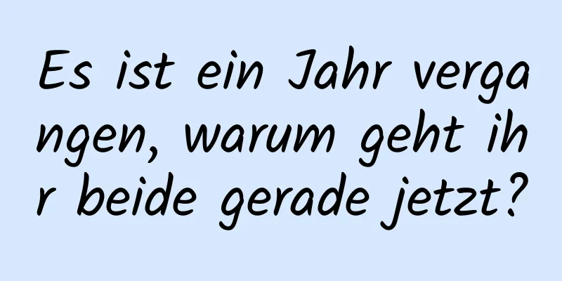 Es ist ein Jahr vergangen, warum geht ihr beide gerade jetzt?