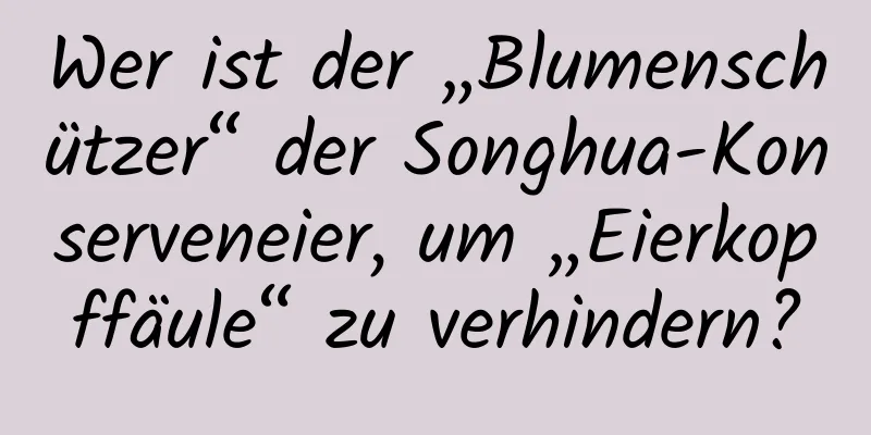 Wer ist der „Blumenschützer“ der Songhua-Konserveneier, um „Eierkopffäule“ zu verhindern?