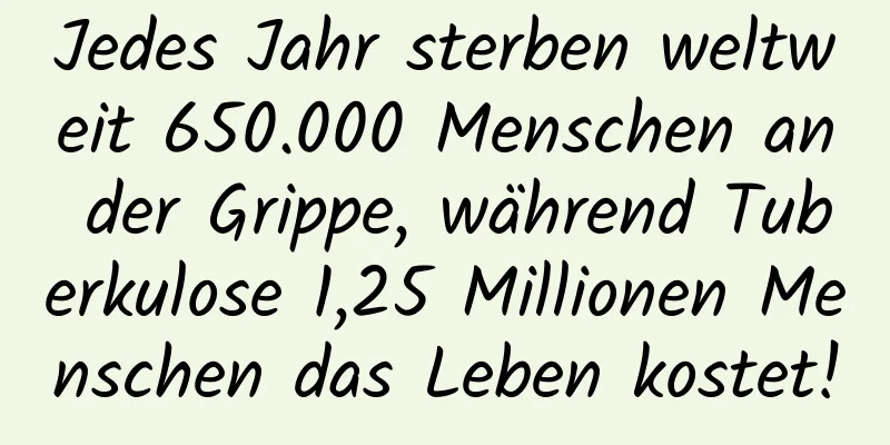 Jedes Jahr sterben weltweit 650.000 Menschen an der Grippe, während Tuberkulose 1,25 Millionen Menschen das Leben kostet!
