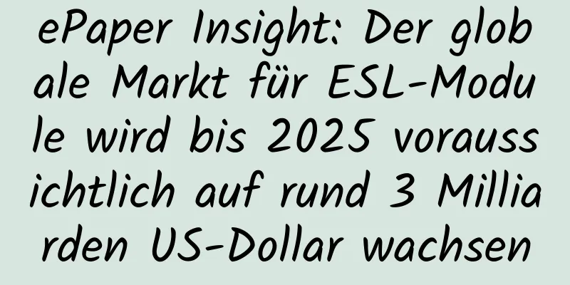 ePaper Insight: Der globale Markt für ESL-Module wird bis 2025 voraussichtlich auf rund 3 Milliarden US-Dollar wachsen
