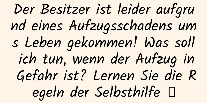 Der Besitzer ist leider aufgrund eines Aufzugsschadens ums Leben gekommen! Was soll ich tun, wenn der Aufzug in Gefahr ist? Lernen Sie die Regeln der Selbsthilfe →