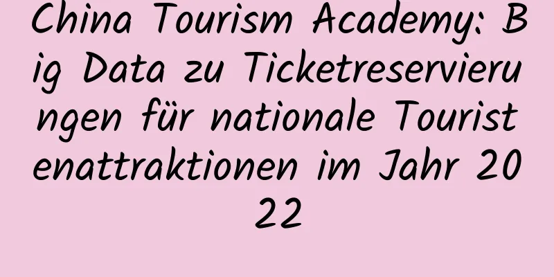 China Tourism Academy: Big Data zu Ticketreservierungen für nationale Touristenattraktionen im Jahr 2022